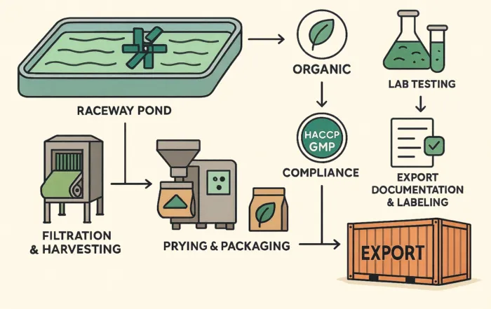 Spirulina Farming for Export Machinery & Compliance Guide