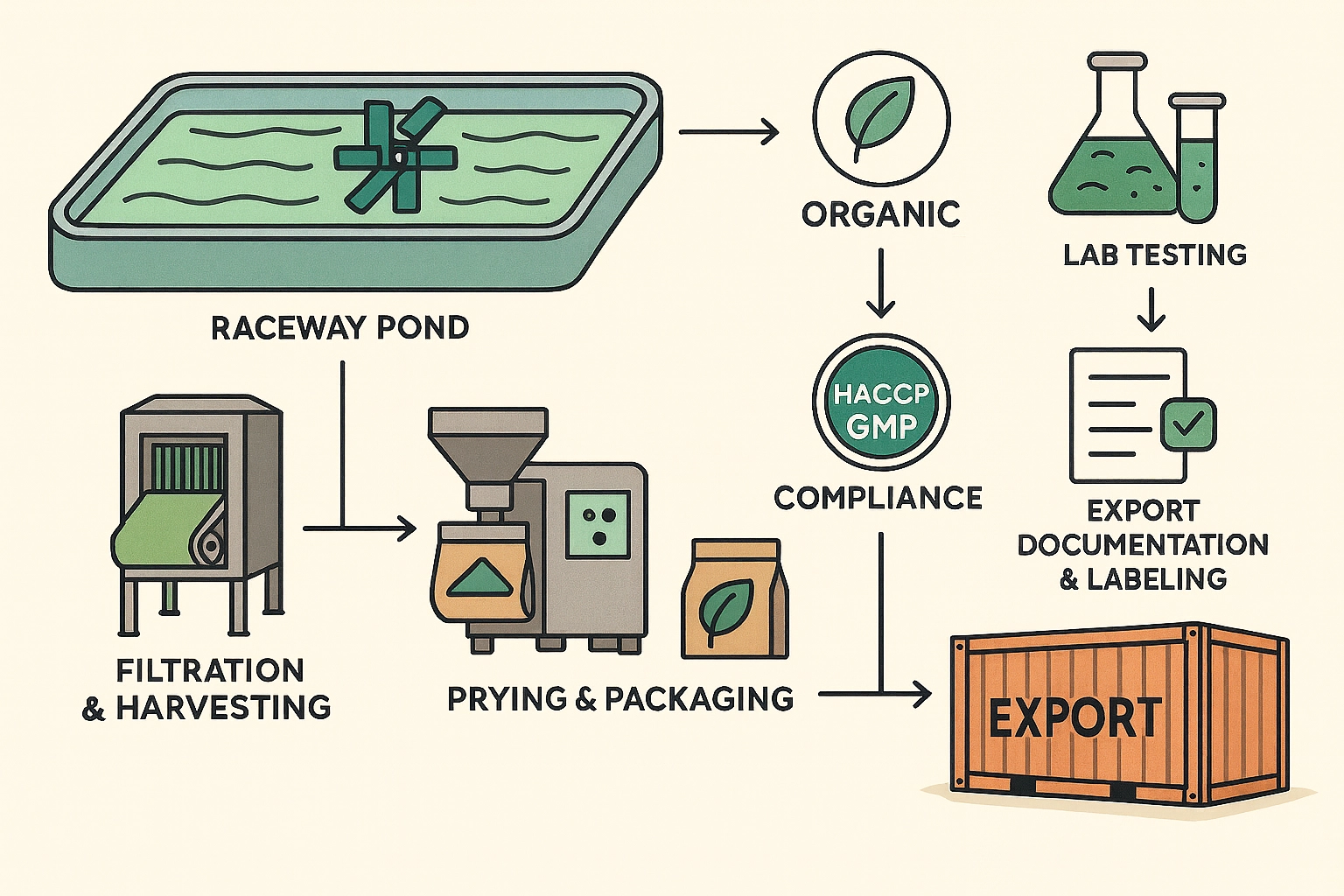 Spirulina Farming for Export Machinery & Compliance Guide