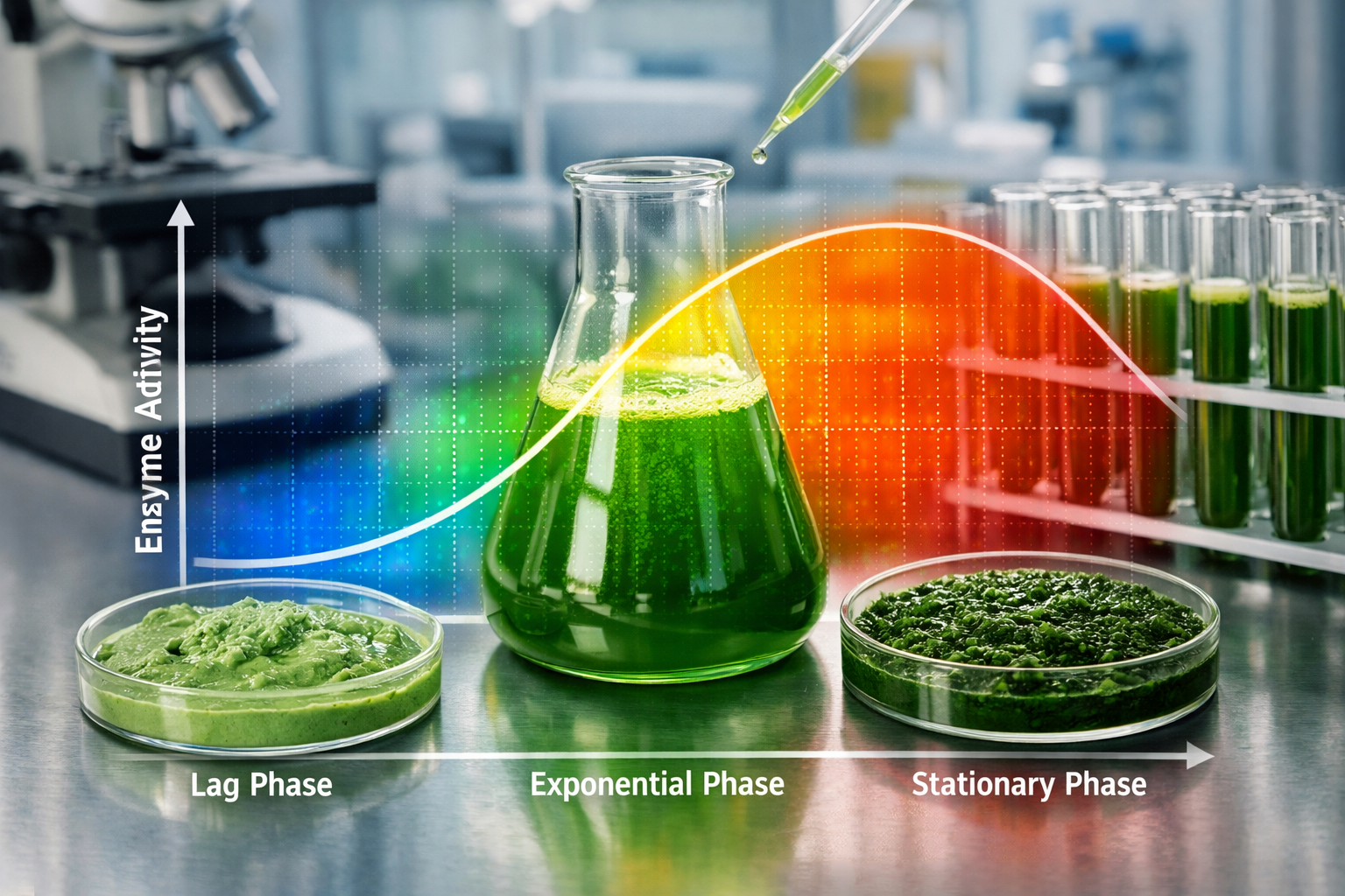 Enzyme Activity Mapping in Spirulina Growth Phases