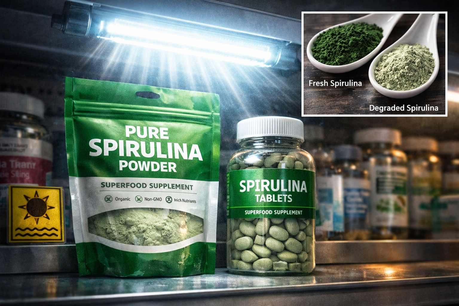 Light-Induced Nutrient Degradation in Retail-Ready Spirulina