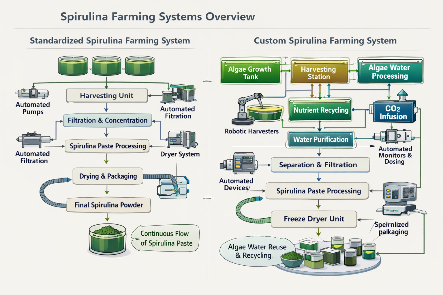 Standardization vs Customization in Spirulina Farming Systems